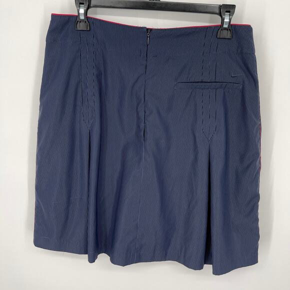 Nike Golf Navy Skirt Women Sz 8 Pinstripe A-Line Pleats Zip Pockets Liner Shorts - Picture 8 of 11